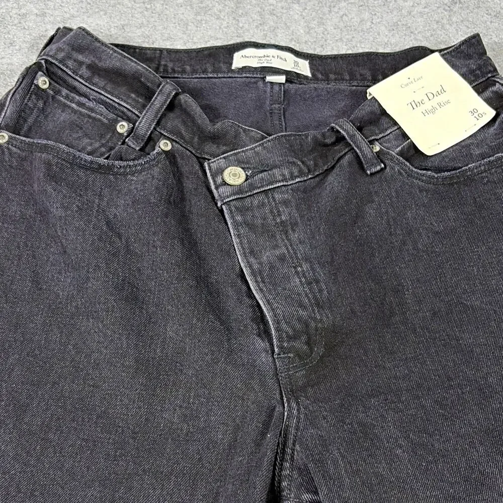 Abercrombie & Fitch Curve Love Straight High Rise Jeans 30 asymmetrical waist